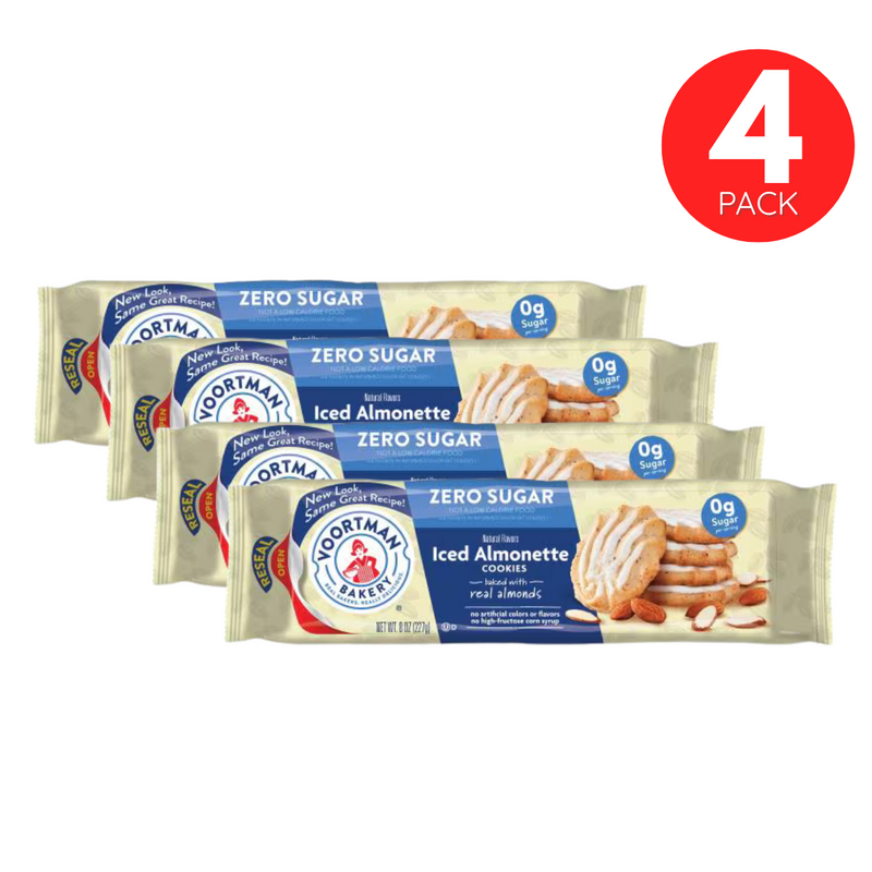 Voortman Bakery Sugar Free Iced Almonette Cookies – 4 Pack (227g Each)