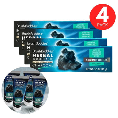 Brush Buddies Herbal Toothpaste with Activated Charcoal – 4 Pack (99g each)