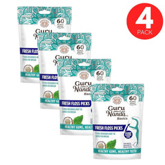 Guru Nanda Fresh Floss Cocomint Flavored Floss Picks – 4-Pack (60 Picks per Pack)