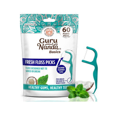 Guru Nanda Fresh Floss Cocomint Flavored Floss Picks – 4-Pack (60 Picks per Pack)